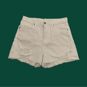 Uniqlo White Distressed Jean Shorts